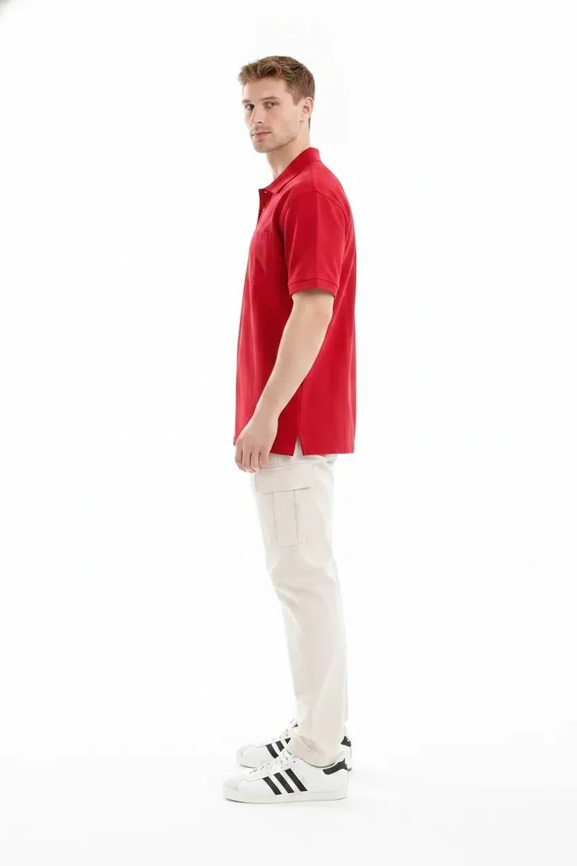 Men Salsa Polo Collar Pockets T-shirt