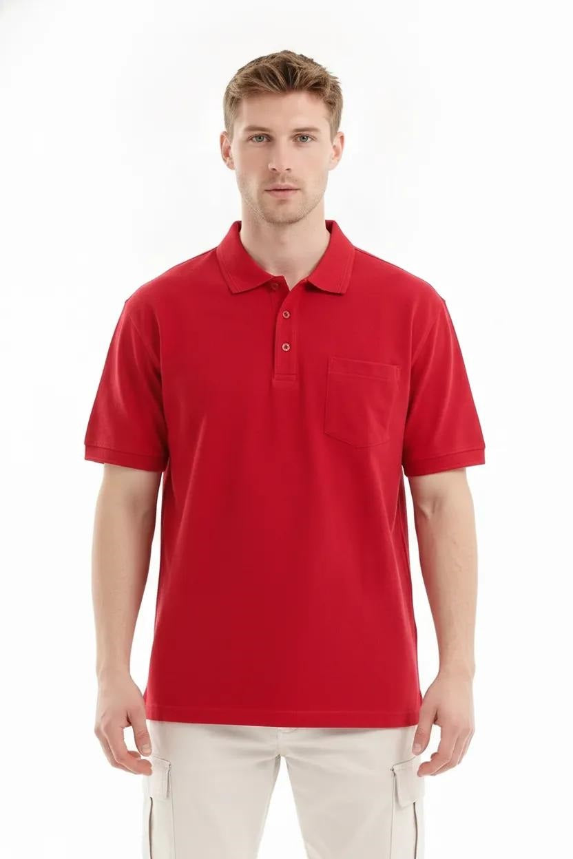 Men Salsa Polo Collar Pockets T-shirt