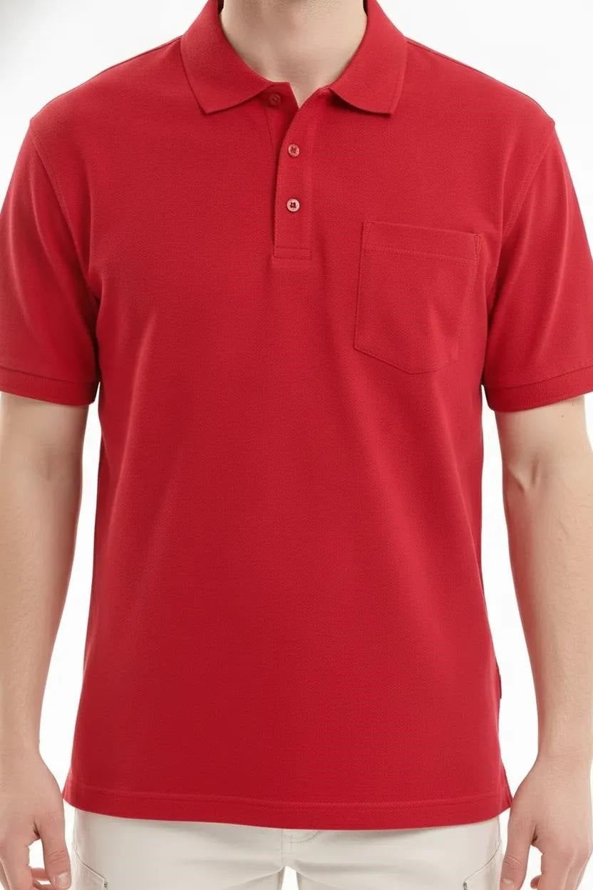 Men Salsa Polo Collar Pockets T-shirt