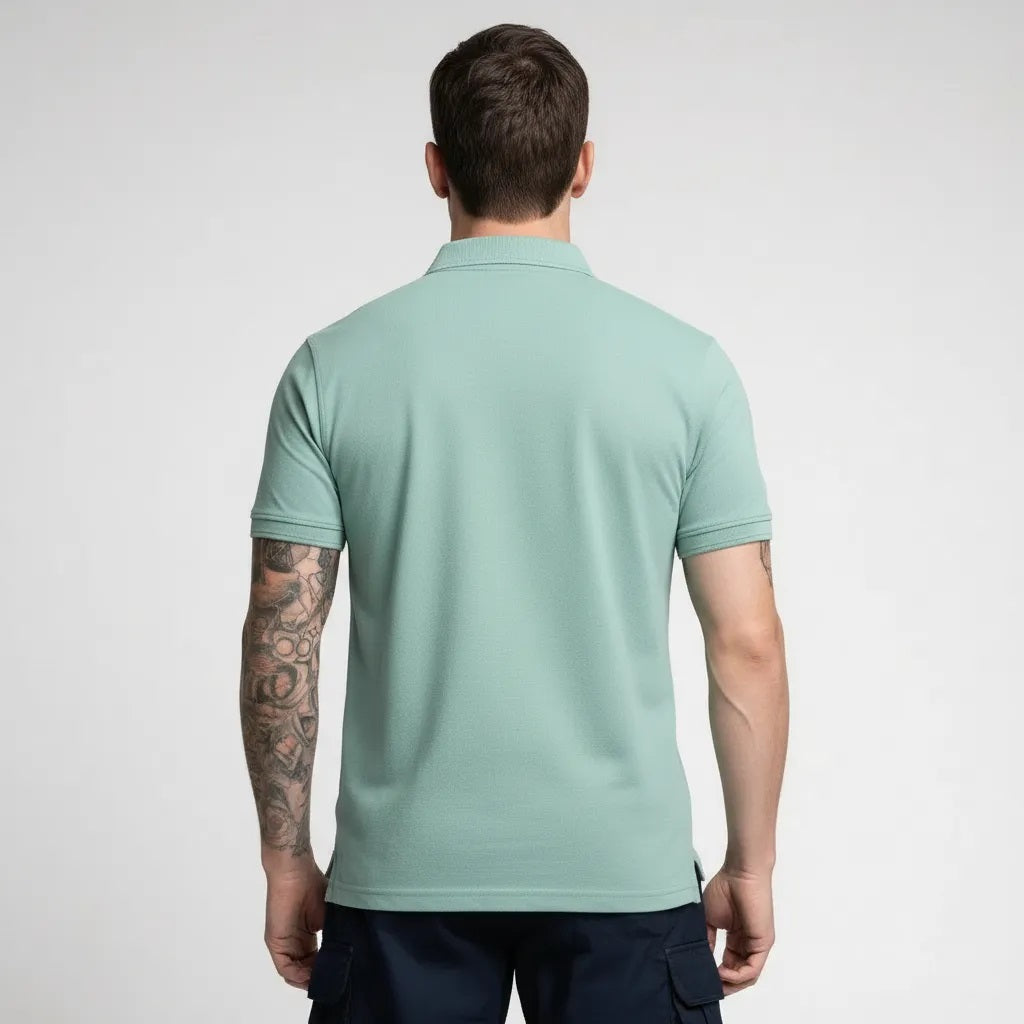 Men Surf Spray Polo Collar Pockets T-shirt