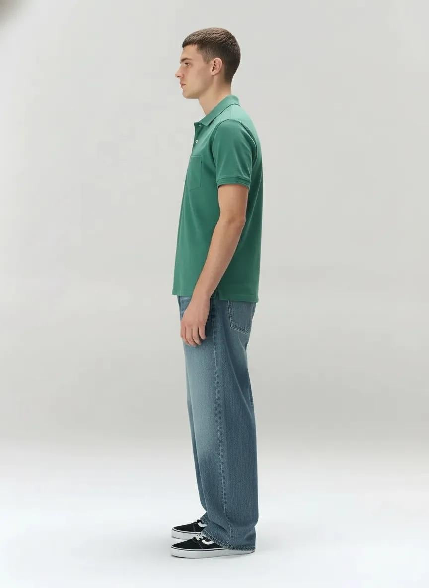 Men Polo Collar Pockets T-shirt