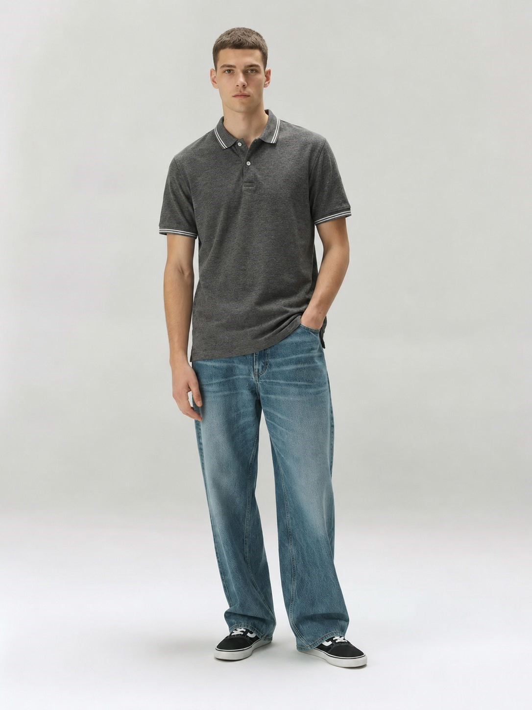 Men Heather Polo Collar T-shirt
