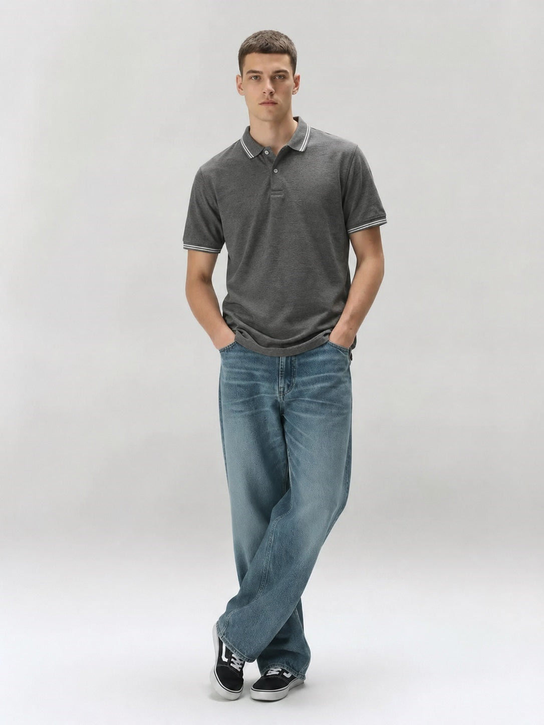 Men Heather Polo Collar T-shirt