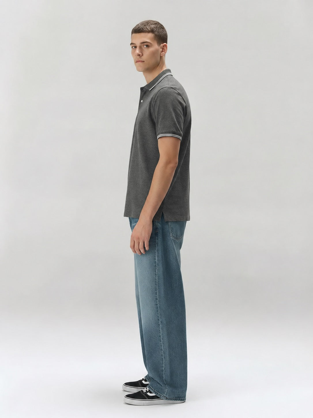 Men Heather Polo Collar T-shirt