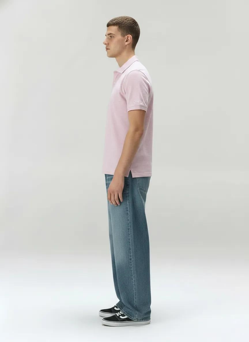 Men Lilac Melange Polo Collar Pockets T-shirt