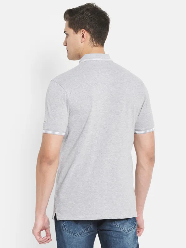 Octave Men Grey Polo Collar T-Shirt