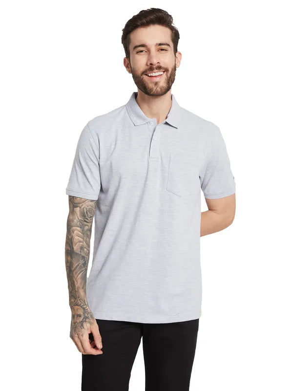 Octave Men Polo Collar Solid Pockets T-Shirt