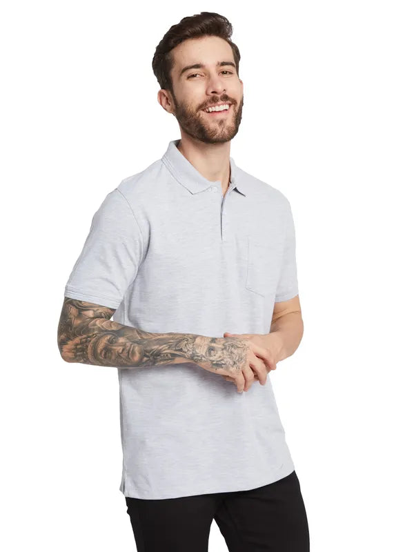 Octave Men Polo Collar Solid Pockets T-Shirt