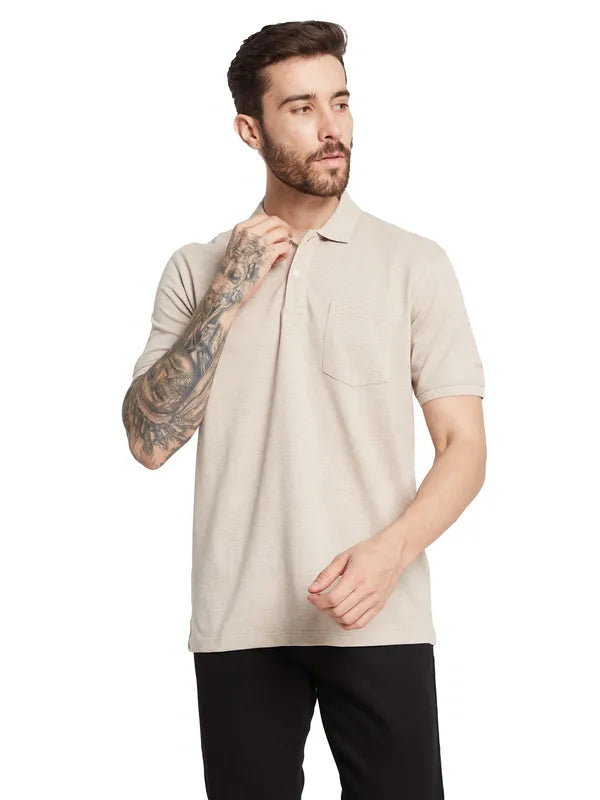 Octave Men Solid Polo Collar Pockets T-Shirt