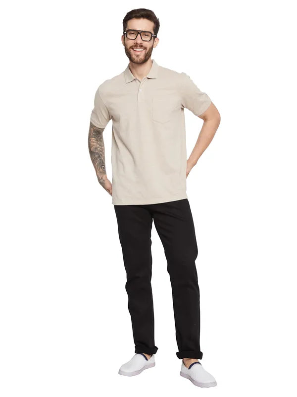 Octave Men Solid Polo Collar Pockets T-Shirt