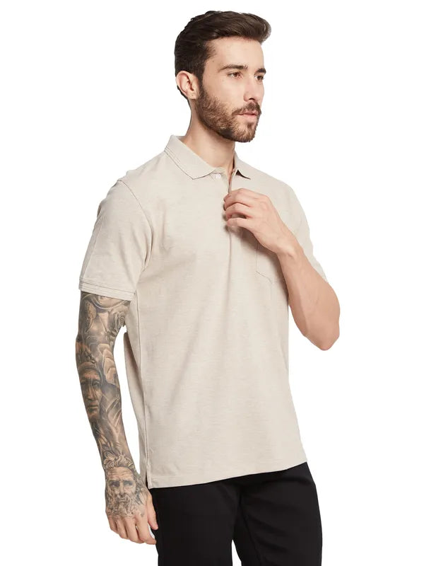 Octave Men Solid Polo Collar Pockets T-Shirt