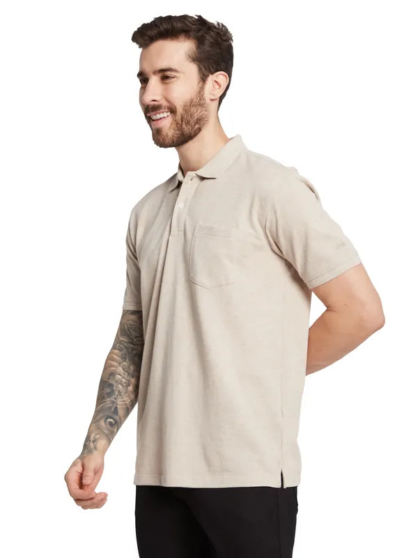 Octave Men Solid Polo Collar Pockets T-Shirt