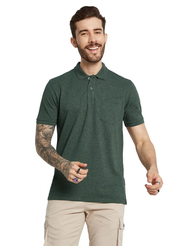 Octave Men Polo Collar Applique T-Shirt