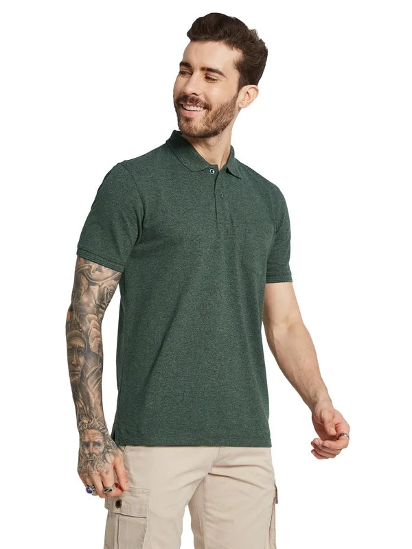 Octave Men Polo Collar Applique T-Shirt