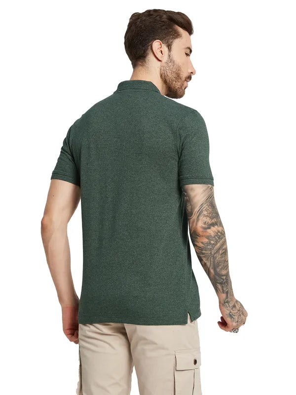 Octave Men Polo Collar Applique T-Shirt