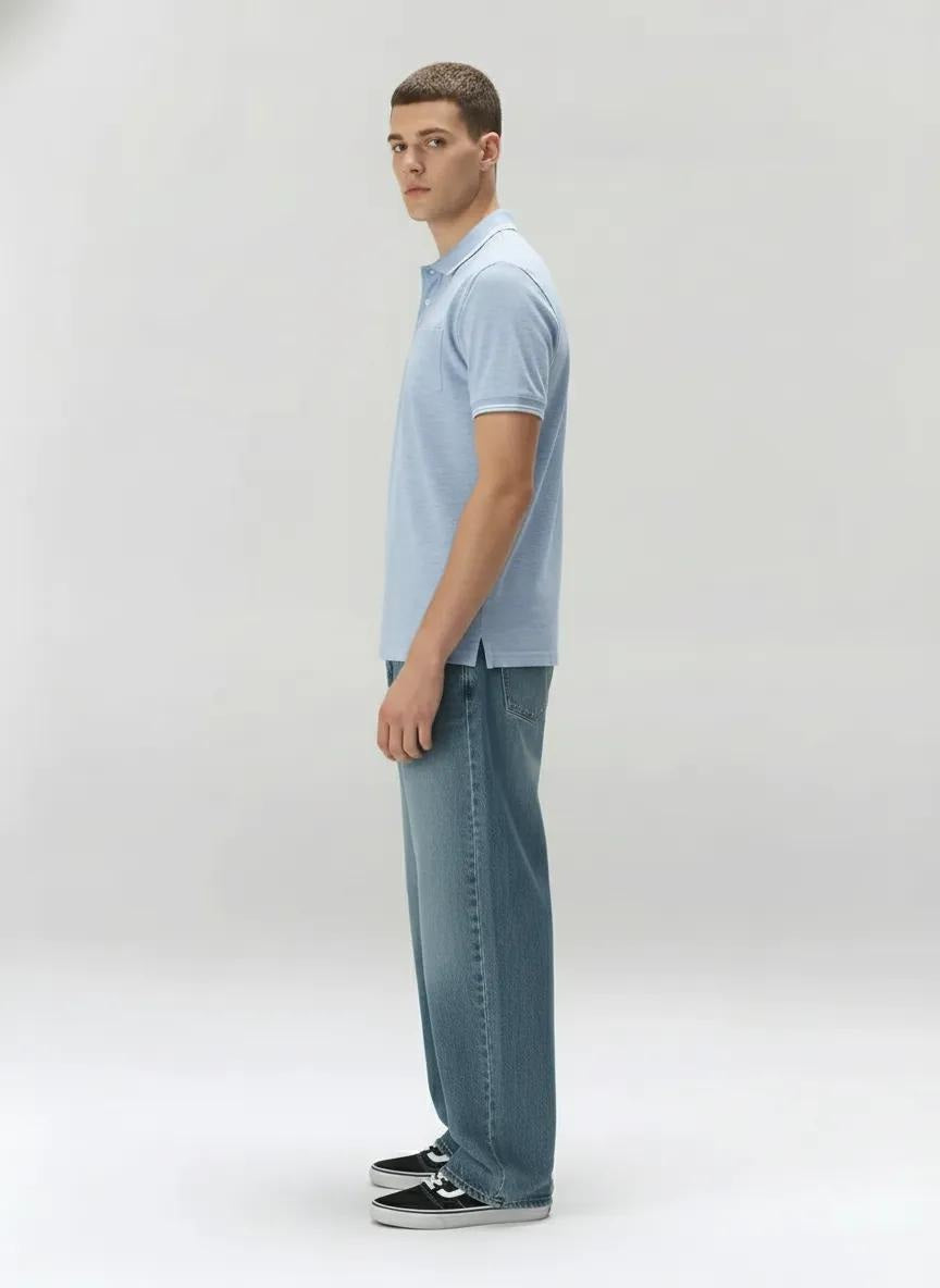 Men Polo Collar Pockets T-shirt