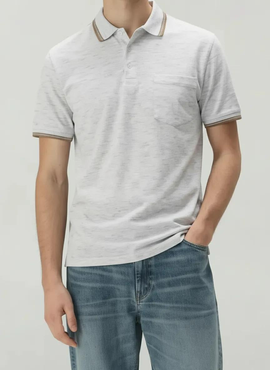 Men Polo Collar Pockets T-shirt