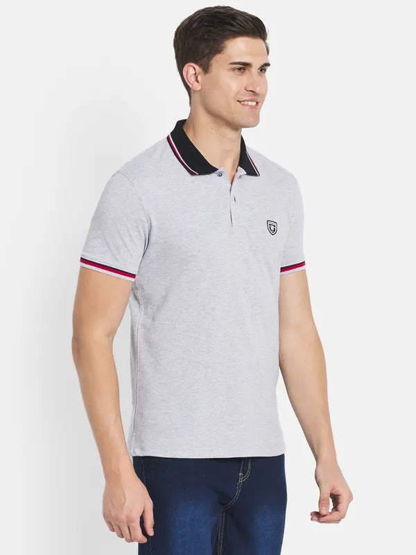 Octave Men Grey Polo Collar T-Shirt