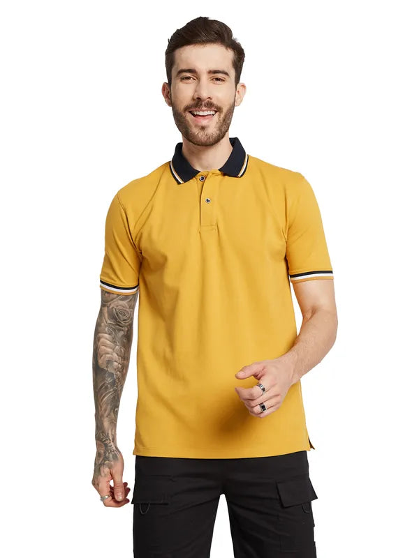 Octave Men Polo Collar Applique T-Shirt