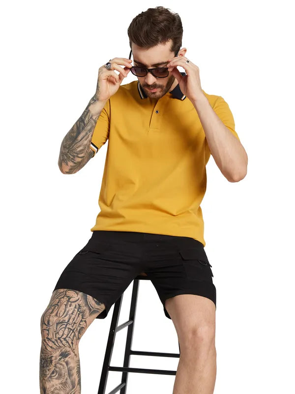 Octave Men Polo Collar Applique T-Shirt