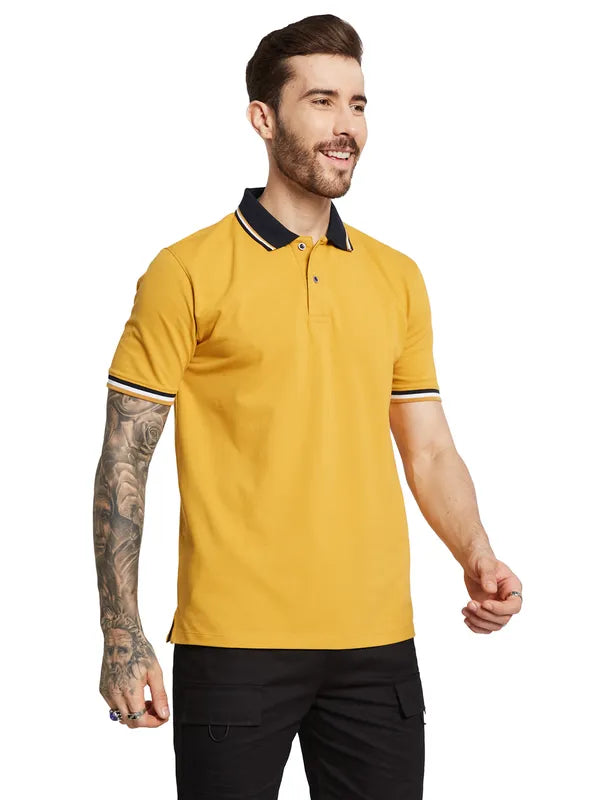 Octave Men Polo Collar Applique T-Shirt