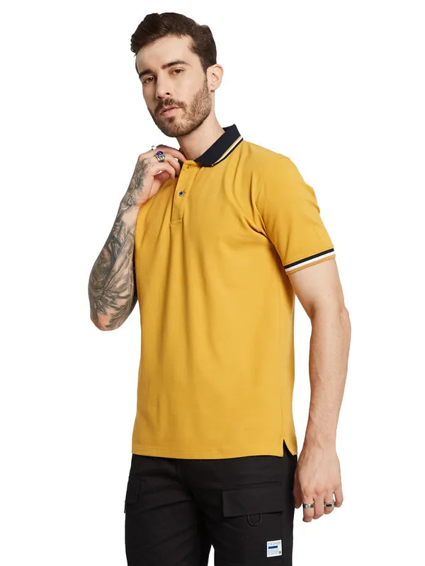 Octave Men Polo Collar Applique T-Shirt