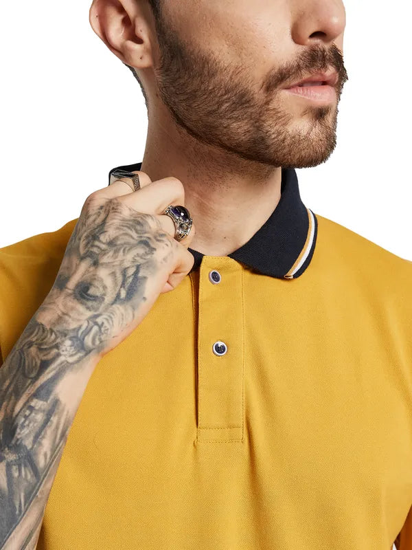 Octave Men Polo Collar Applique T-Shirt