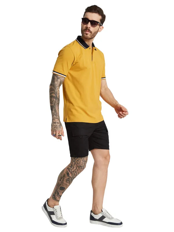 Octave Men Polo Collar Applique T-Shirt