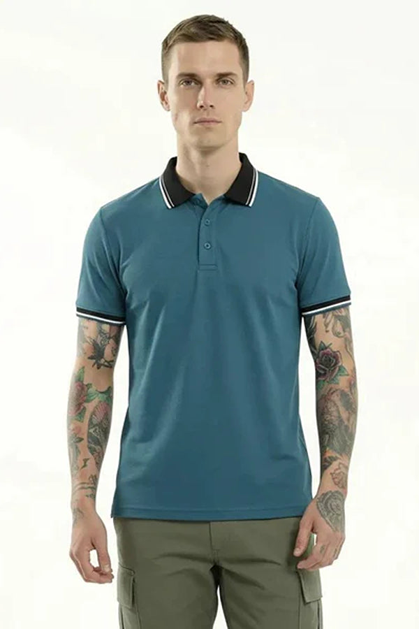 Men Polo Collar Solid T-shirt