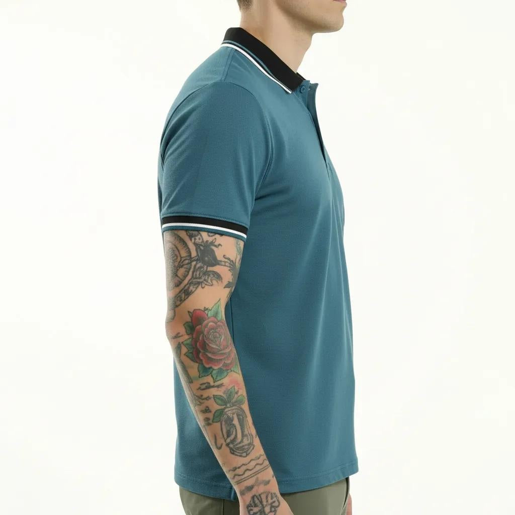 Men Air-Force Polo Collar Solid T-shirt