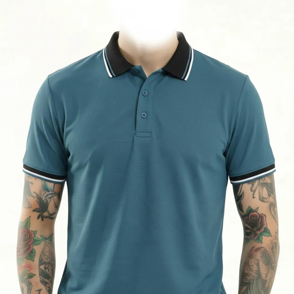 Men Air-Force Polo Collar Solid T-shirt