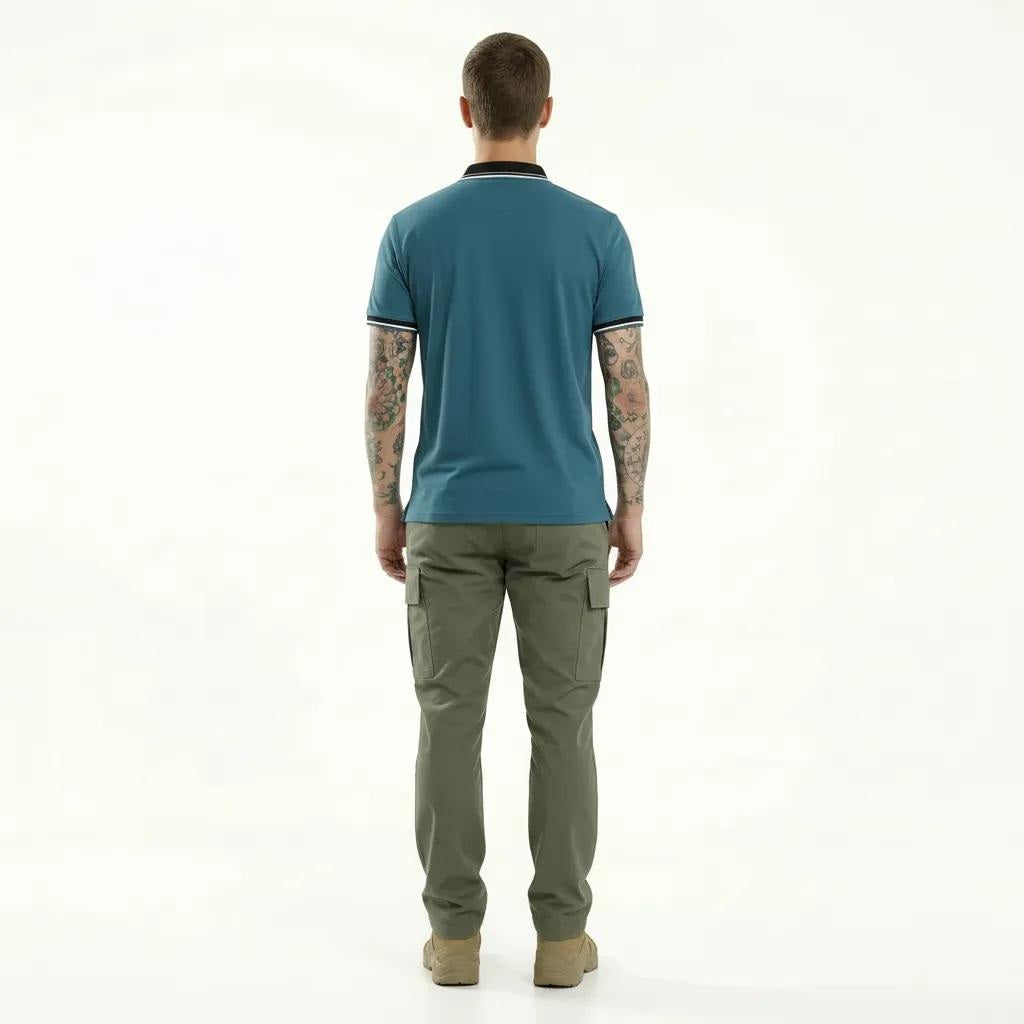 Men Air-Force Polo Collar Solid T-shirt