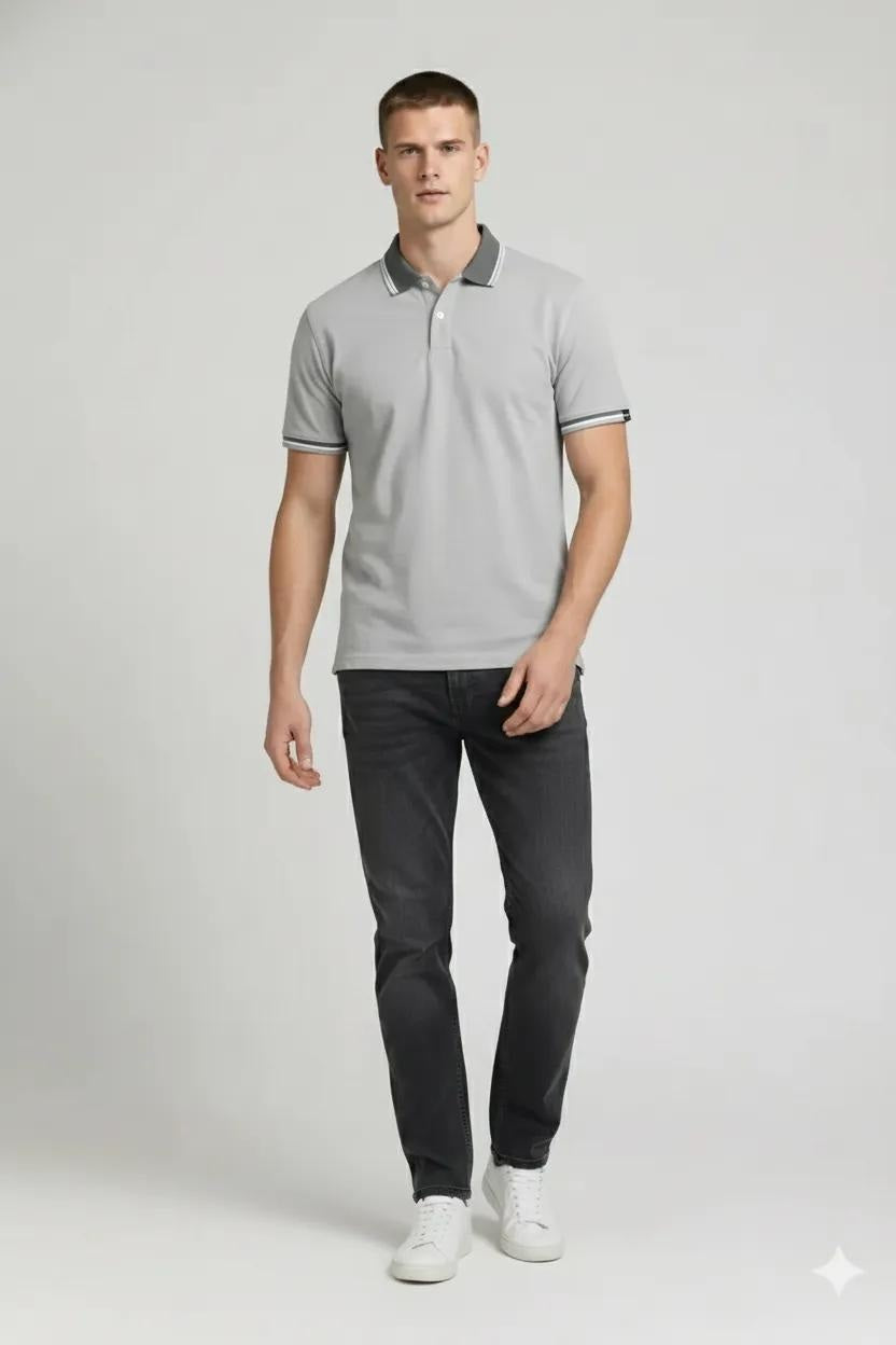 Men Aluminium Polo Collar T-shirt
