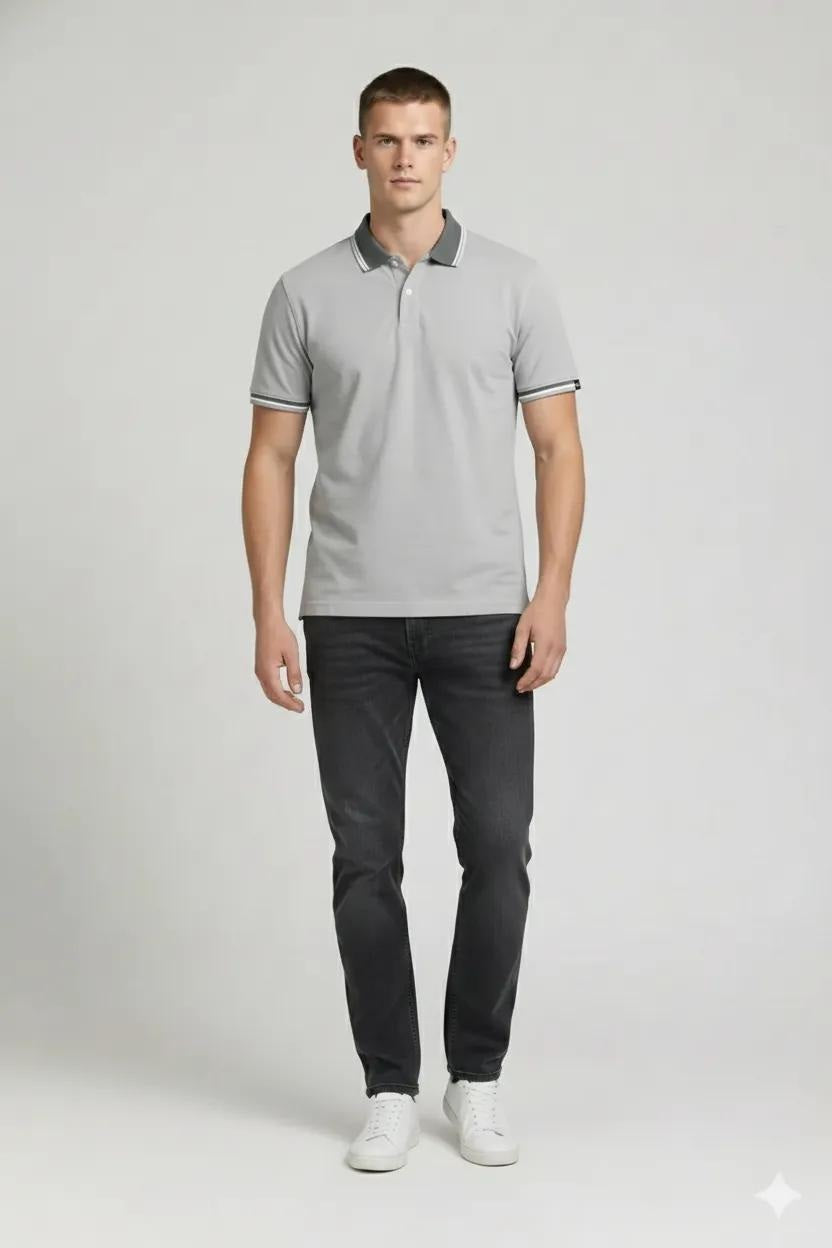 Men Aluminium Polo Collar T-shirt