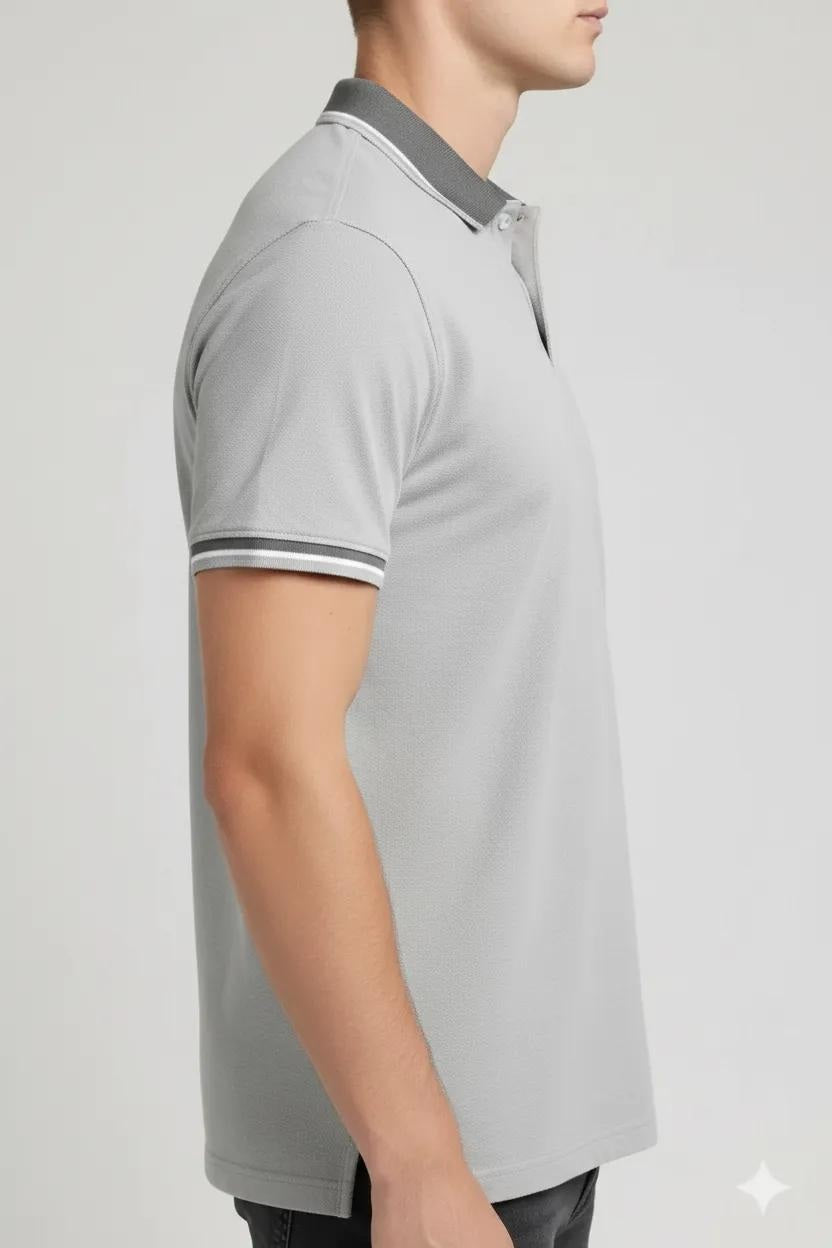 Men Aluminium Polo Collar T-shirt