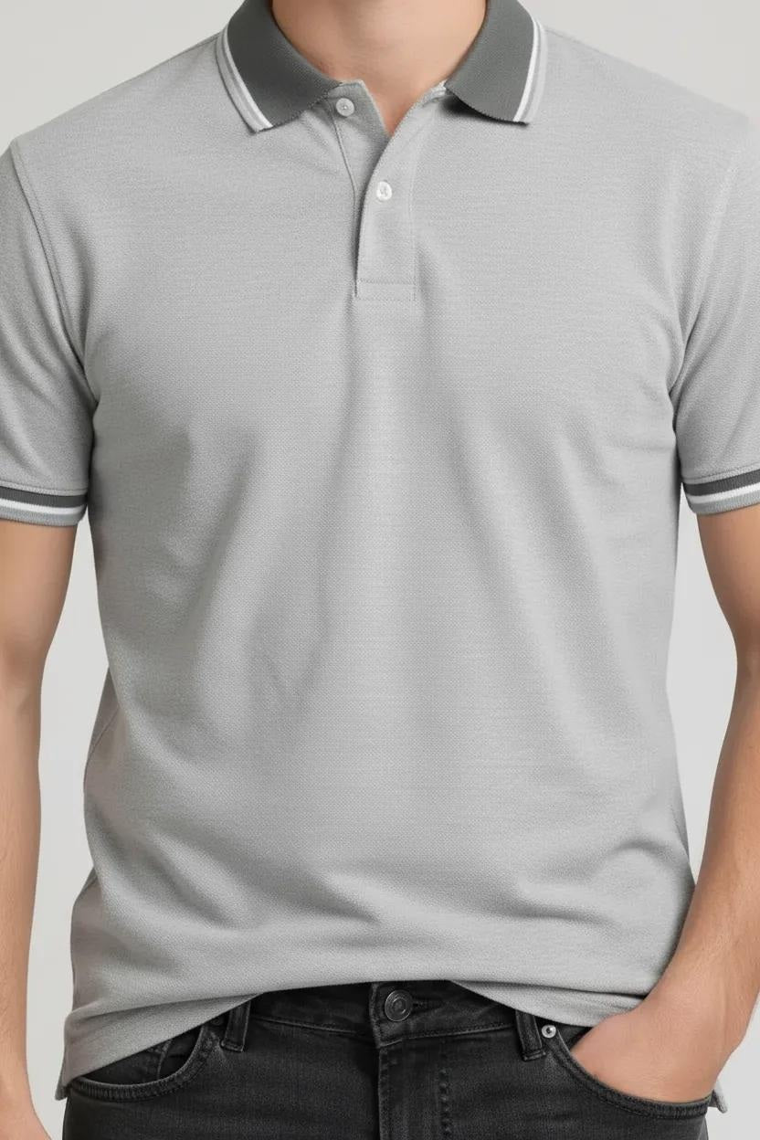 Men Aluminium Polo Collar T-shirt
