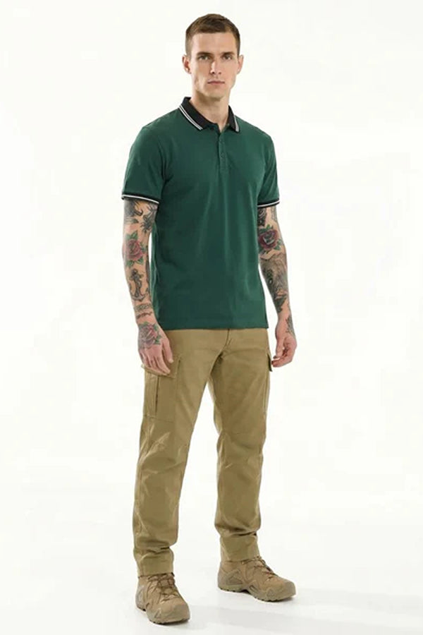 Men Striped Polo Collar T-shirt