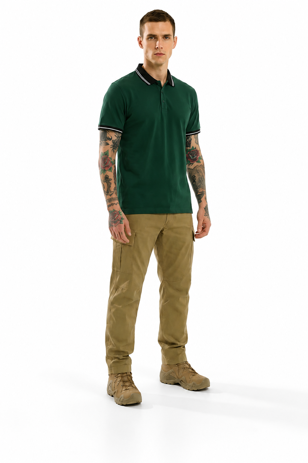 Men Striped Polo Collar T-shirt