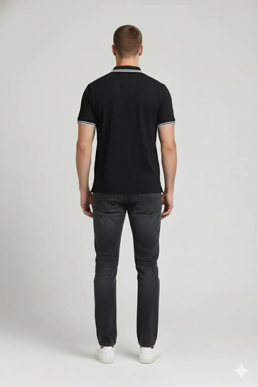 Men Charcoal Sold Polo Collar T-shirt