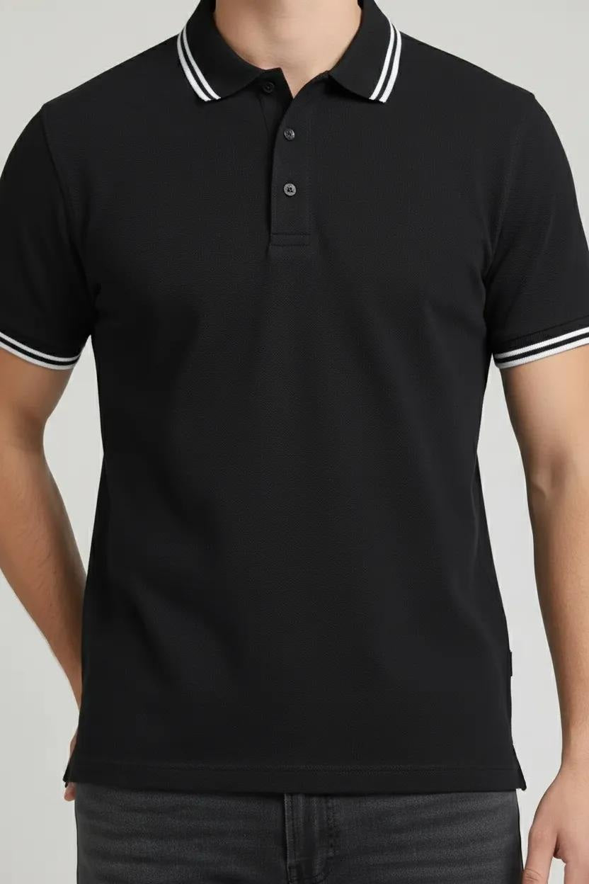 Men Charcoal Sold Polo Collar T-shirt