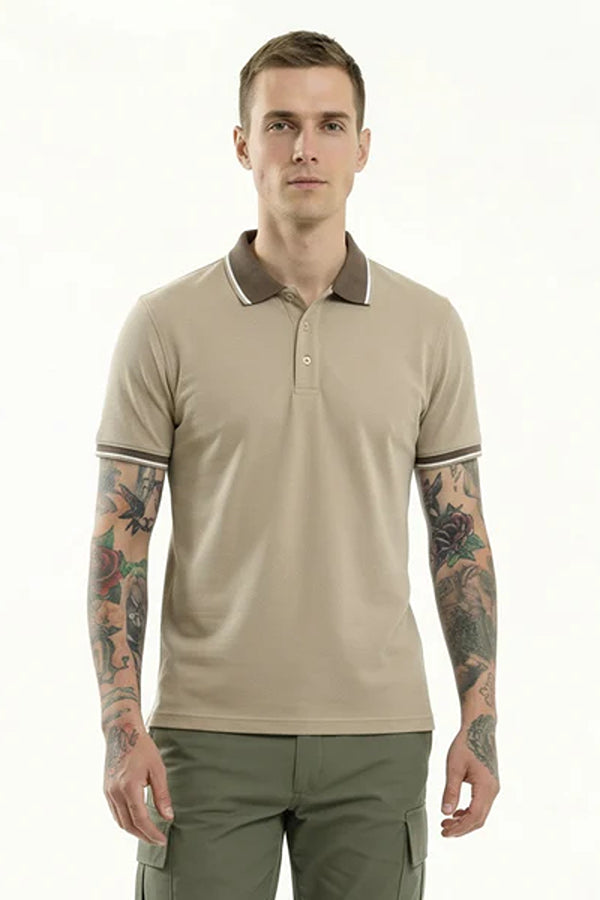 Men Polo Collar Solid T-shirt