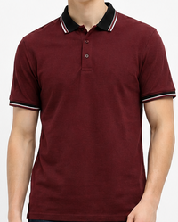 Men Merlot Sold Polo Collar T-shirt