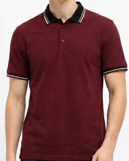 Men Merlot Sold Polo Collar T-shirt