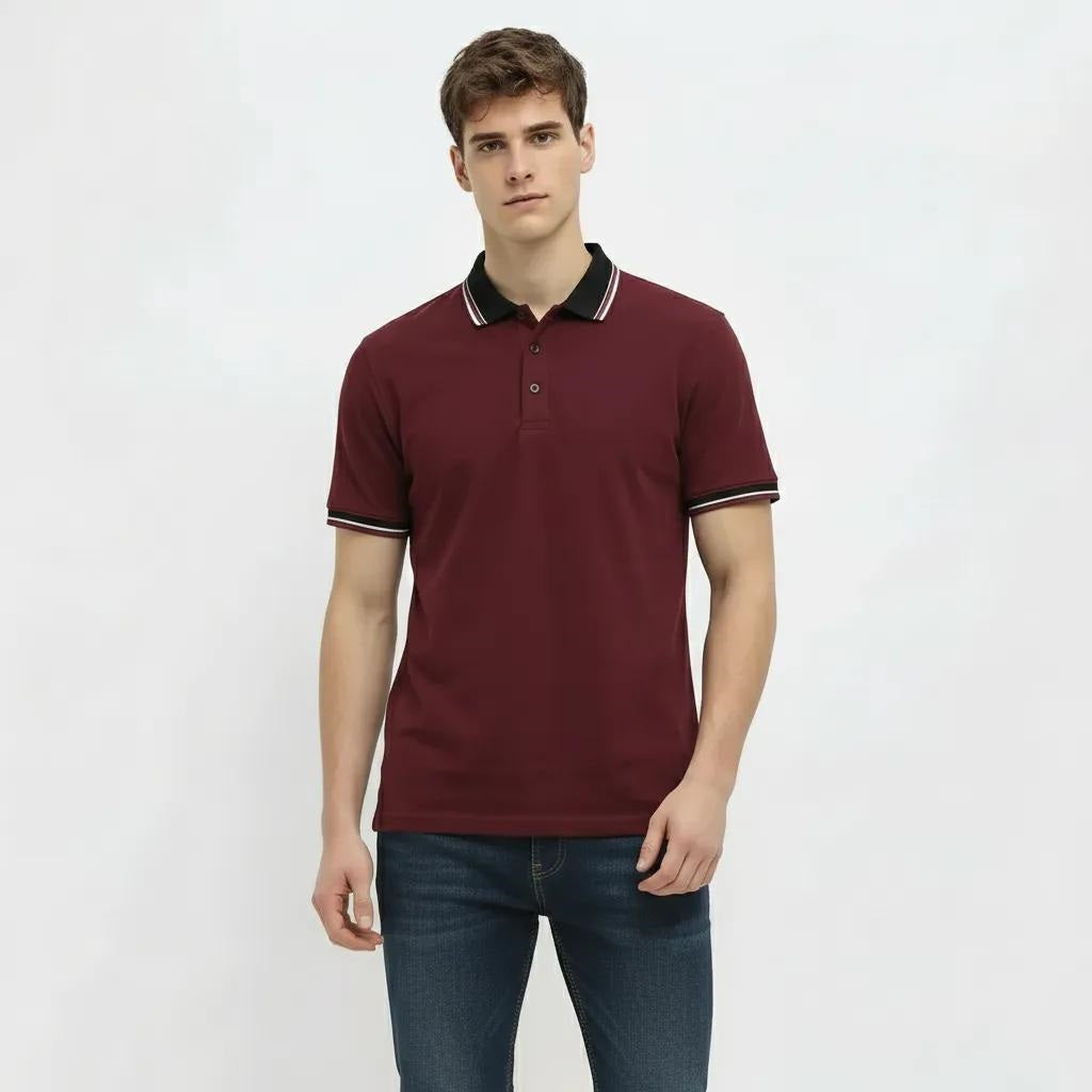 Men Merlot Sold Polo Collar T-shirt