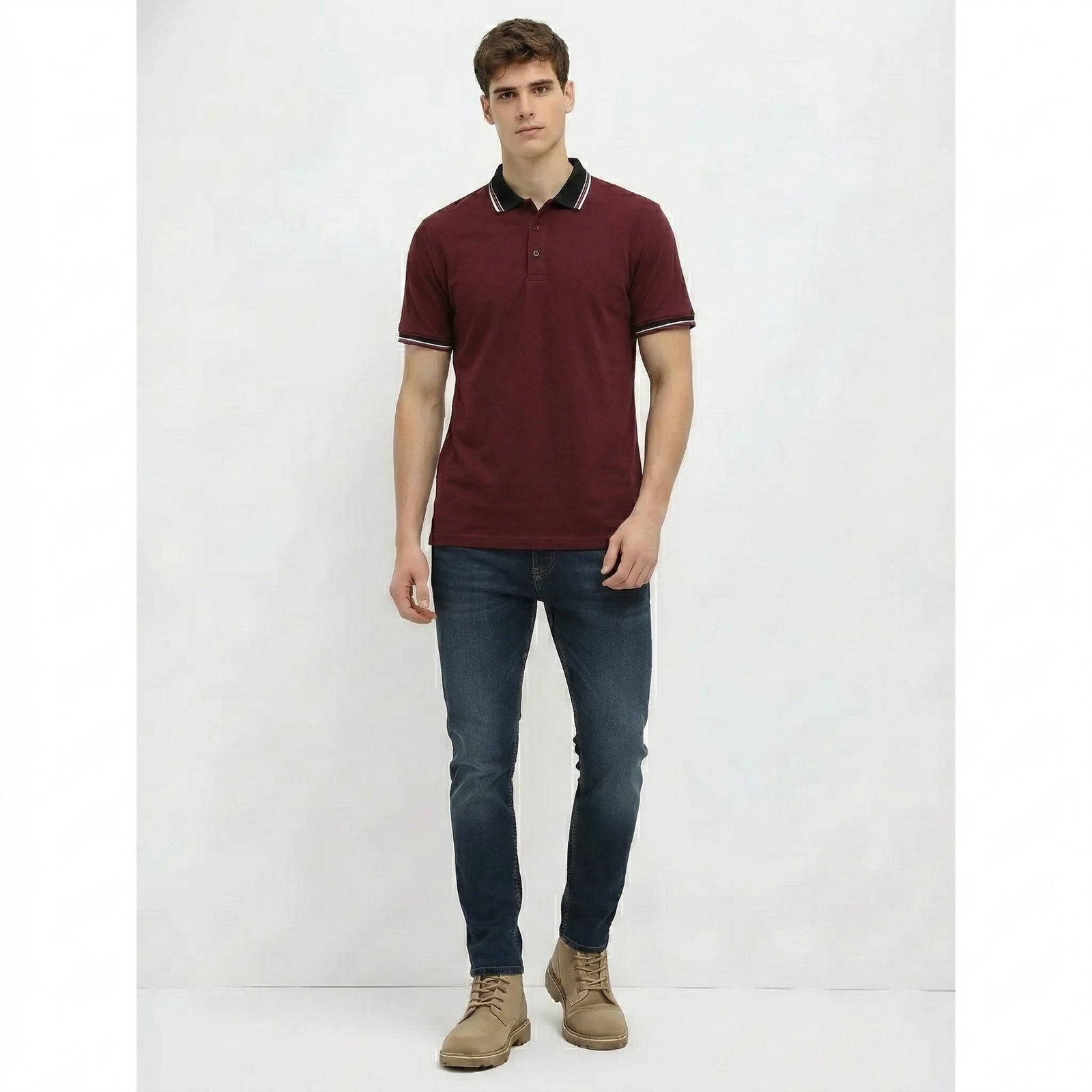 Men Merlot Sold Polo Collar T-shirt