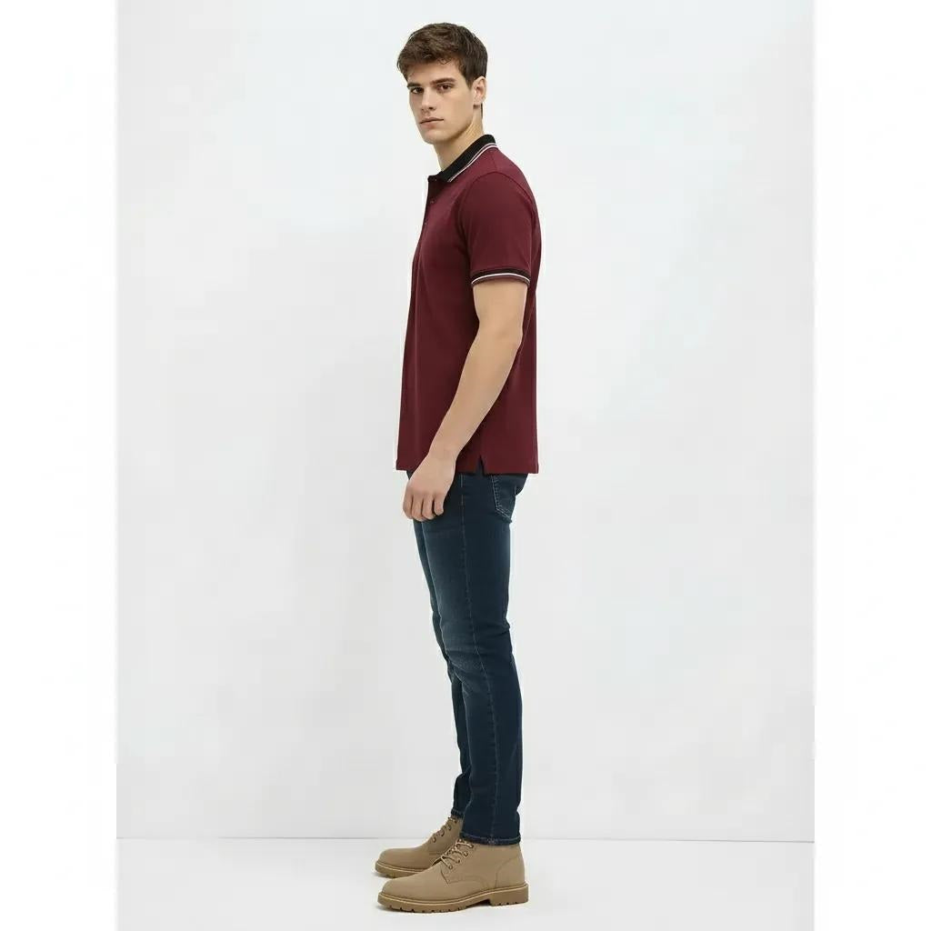 Men Merlot Sold Polo Collar T-shirt