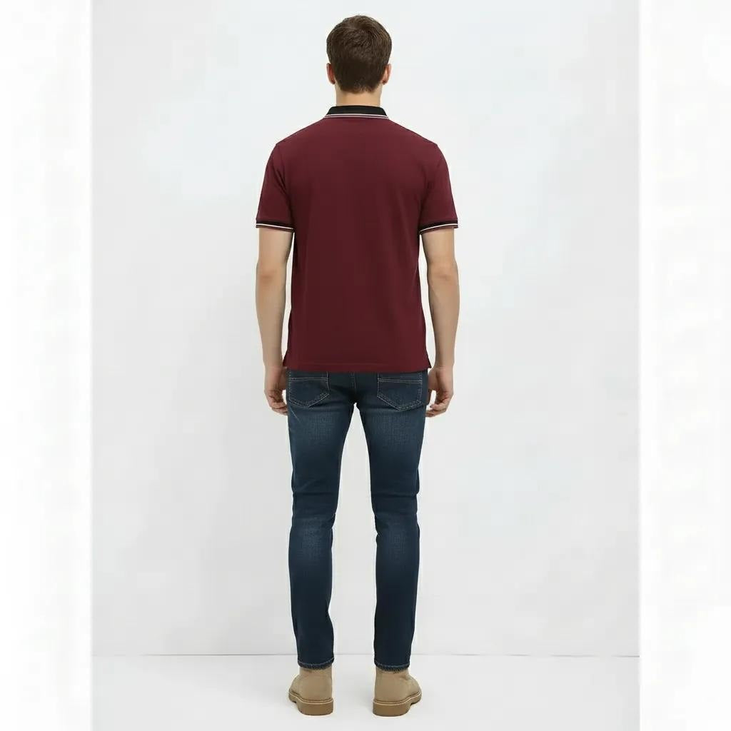 Men Merlot Sold Polo Collar T-shirt