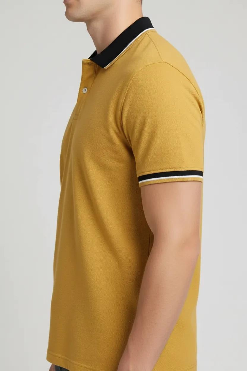 Men Mustard Polo Collar T-shirt