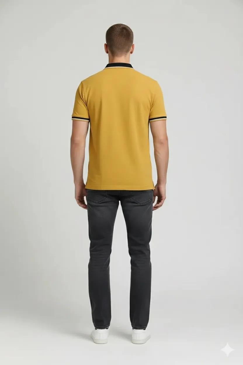 Men Mustard Polo Collar T-shirt