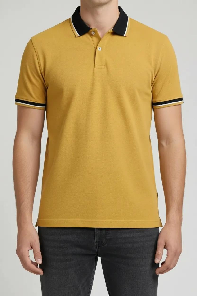 Men Mustard Polo Collar T-shirt